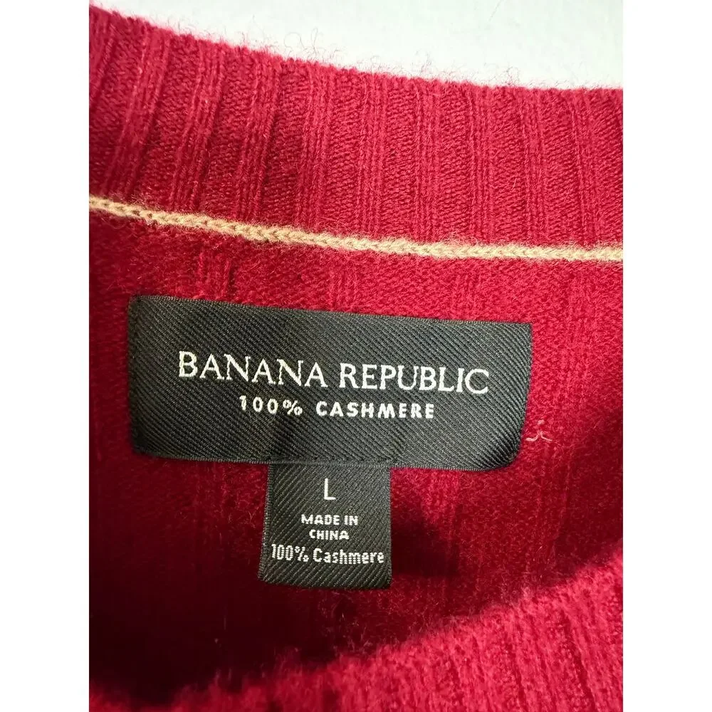 Banana Republic Cashmere Ribbed Crew Neck Sweater Men's L